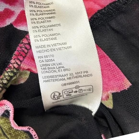 Free People Charlie Sheer Mesh Floral Top Women's Small Lettuce Neck Whimsigoth - Picture 5 of 8